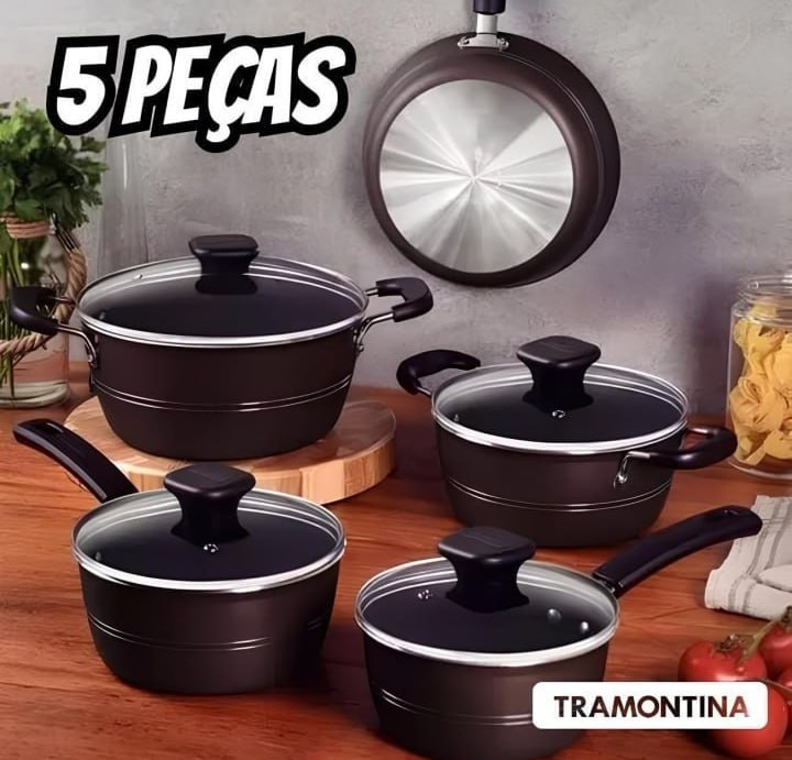 Jogo De Panelas Antiaderente 5 Pçs Sicília Tramontina Avelã