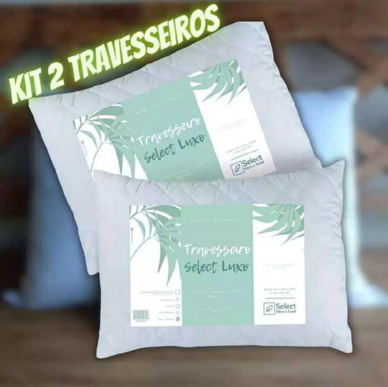 Select Fibras Luxo kit 2 travesseiros fibra antialérgica 70cm e 50cm branco