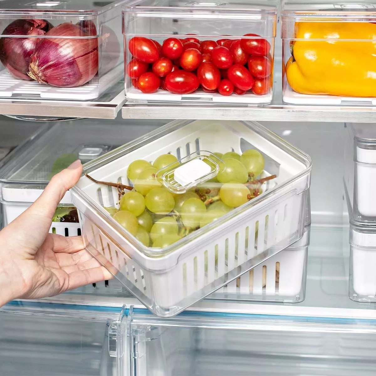 Kit 4 Organizadores Geladeira 2,2 Litros Alimentos Vegetais