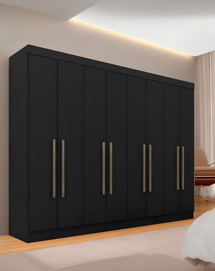Guarda Roupa Casal 8 Portas Natasha Preto M Arapongas Cor Preto Fosco