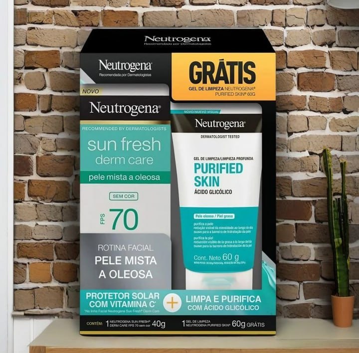 Promopack Compre NEUTROGENA SUN FRESH® Derm Care FPS 70 SEM COR e ganhe Gel de Limpeza NEUTROGENA PURIFIED SKIN® 60g