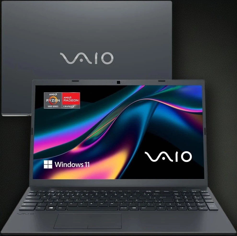 Notebook VAIO FE15 AMD Ryzen 5 Windows 11 Home 16GB 512GB SSD, Tela 15.6” Full HD Antirreflexo – Cinza Grafite, VJFE59F11X-B2021H