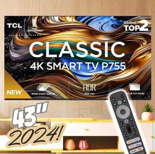 Smart Tv 43” Classic 4k 43p755 Google Tv Dolby Tcl Bivolt