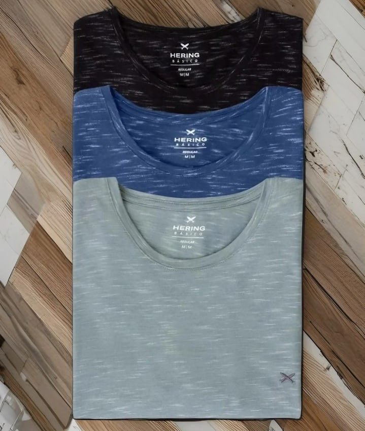 Kit 3 Camisetas Básicas Masculinas Com Bordado Hering