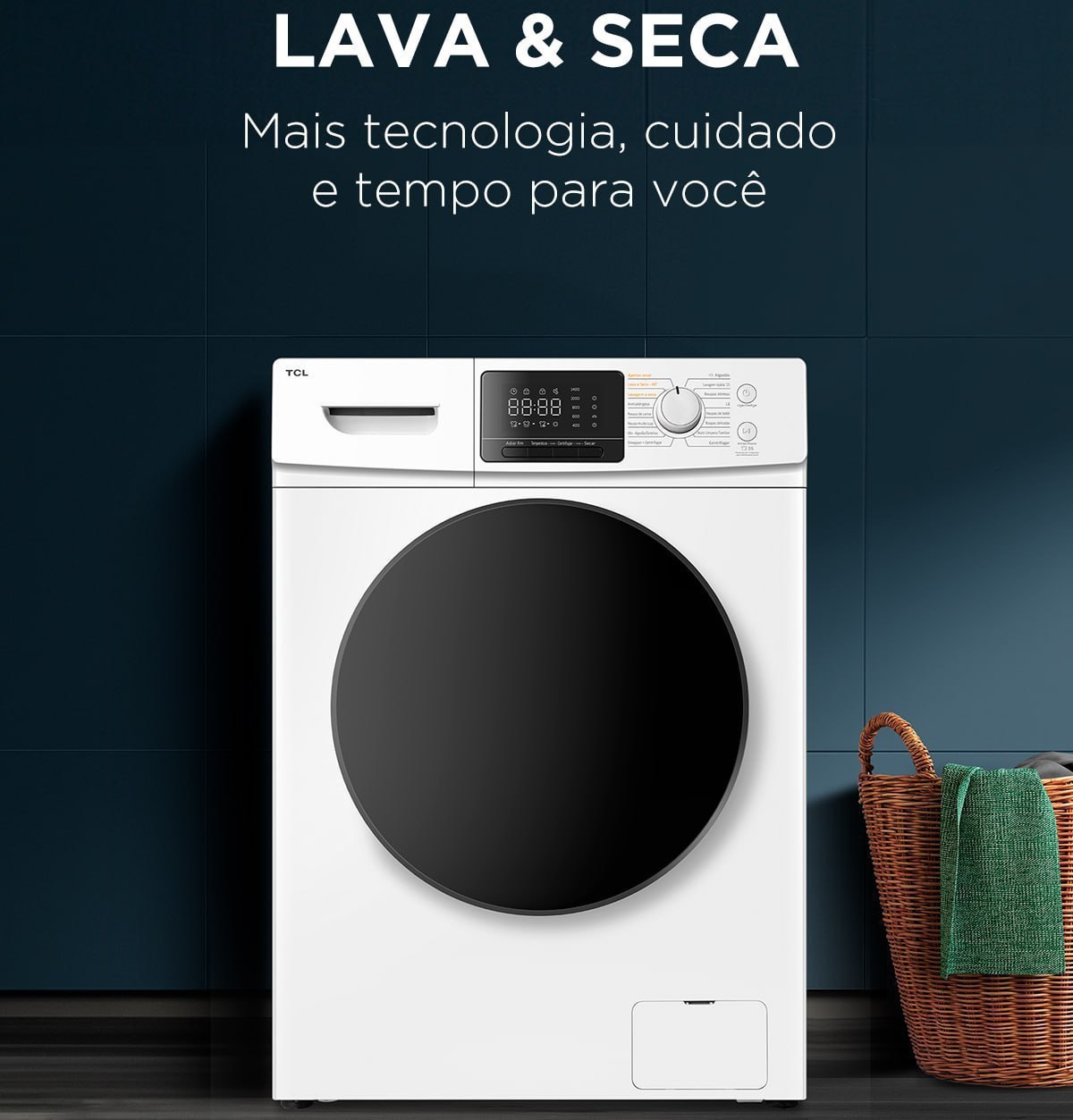 Lava e Seca TCL 11kg C311WDW Inverter – Água Quente e Fria Branca
