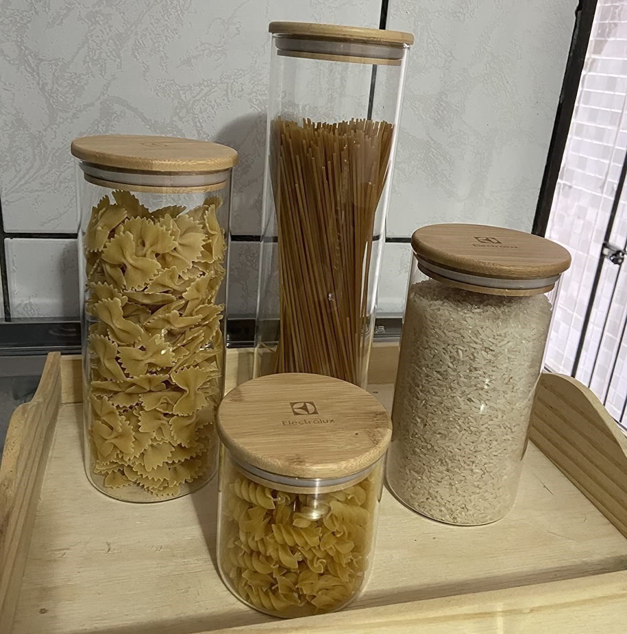 Conjunto De 4 Potes Herméticos Tampa De Bambu Electrolux