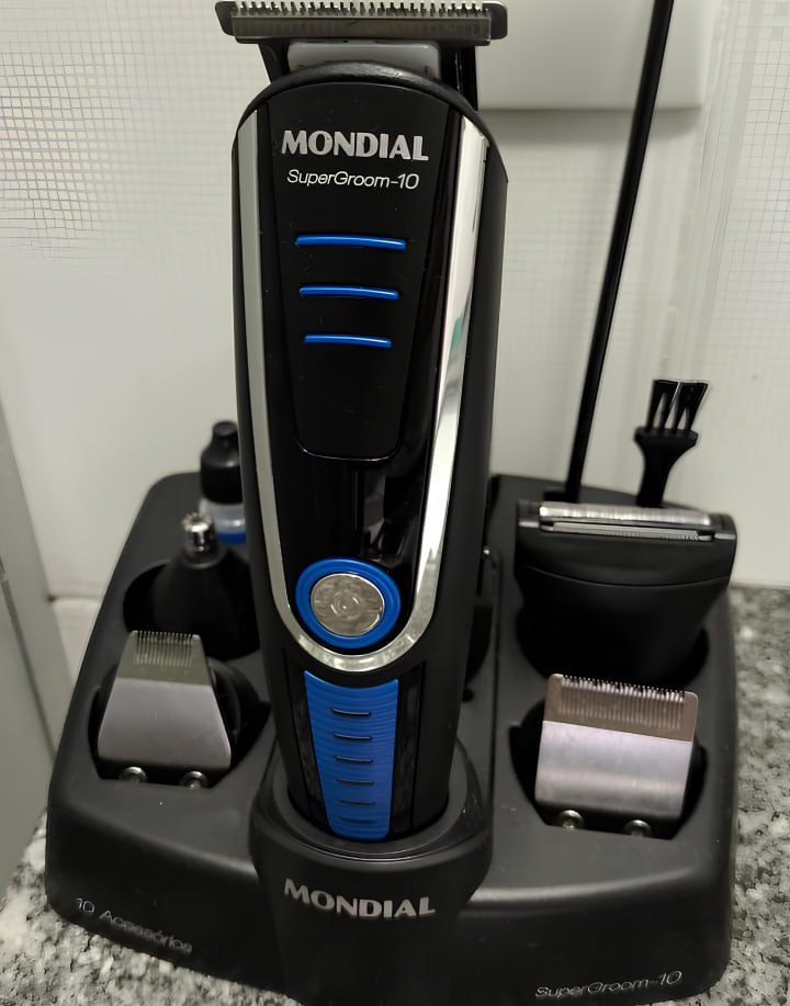 Aparador De Pelos Super Groom 10 Preto Azul Bg-03 Mondial
