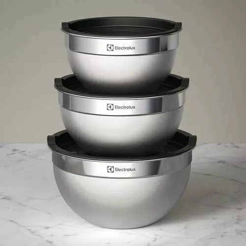 Conjunto de Bowls Tigelas de Inox com Tampa Plástica Electrolux