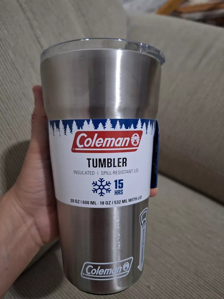 Copo Térmico Coleman Inox Cores Tampa Abridor 600ml Cor Prateado Liso