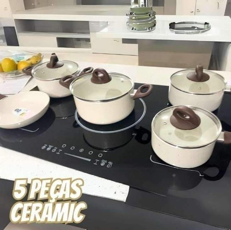 Jogo De Panelas 5 Peças Ceramic Life Vanilla Brinox