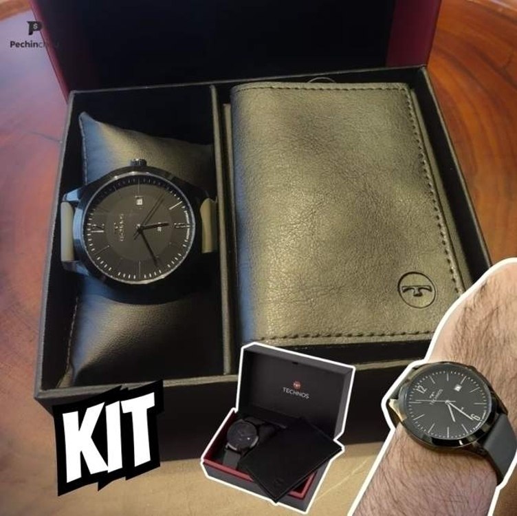 Kit Technos Masculino Steel Preto – 2115mou/k2p