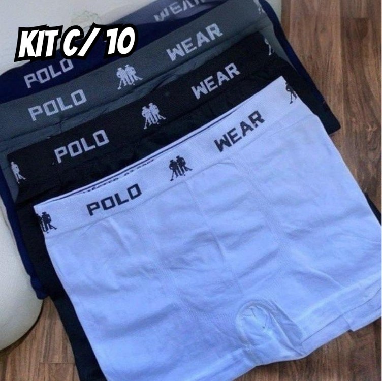 Kit 10 Cuecas Masculinas Boxer Microfibra Polo Wear Sortido