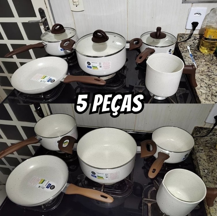 Jogo De Panelas 5 Peças Ceramic Life Vanilla Brinox