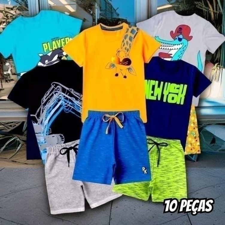 Kit 10 Peças De Roupa 1 Ao 14 Masculino Moletom Verão
