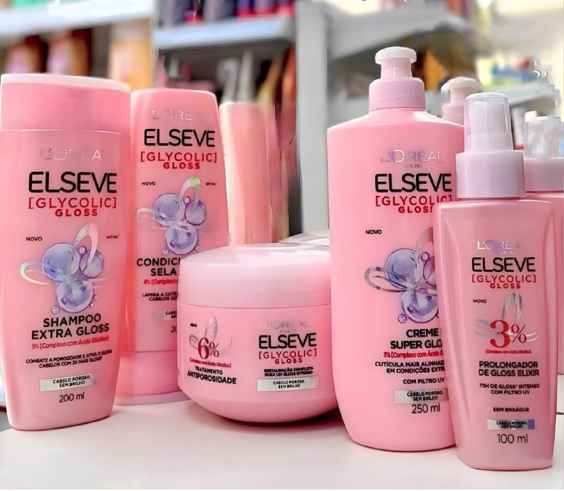 Kit Glycolic Gloss Shampoo+Condicionador+Acidificante+Creme de Tratamento+Sérum