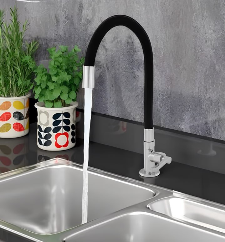 Torneira Gourmet para Cozinha de Mesa Nell – Flexível Cromada e Preta AM02