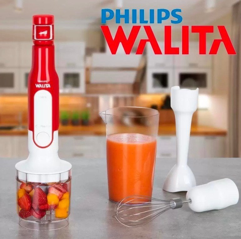 Mixer de Alimentos Philips Walita Ri262242 400w 3 Em 1 Vermelho e Branco Copo 800ml 110v