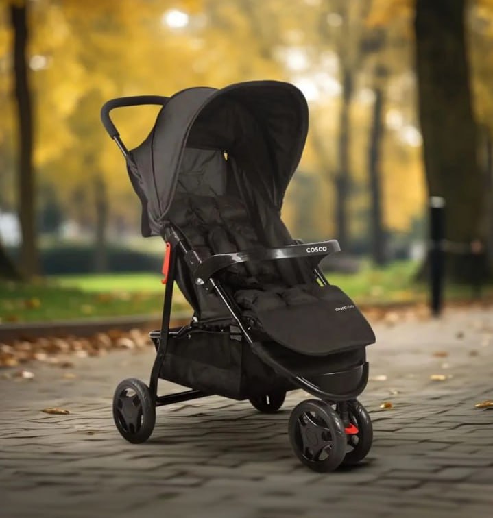 Carrinho de Bebê Toffy 03 Rodas Compacto Preto Absoluto 0 meses à 15kg IMP02177 – Cosco Kids