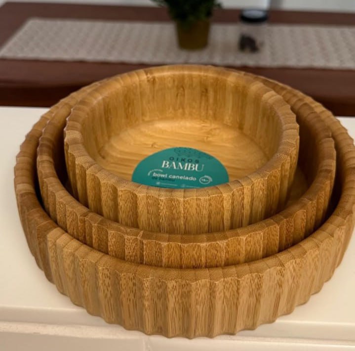 Oikos – Kit 3 Bowls Canelados de Bambu