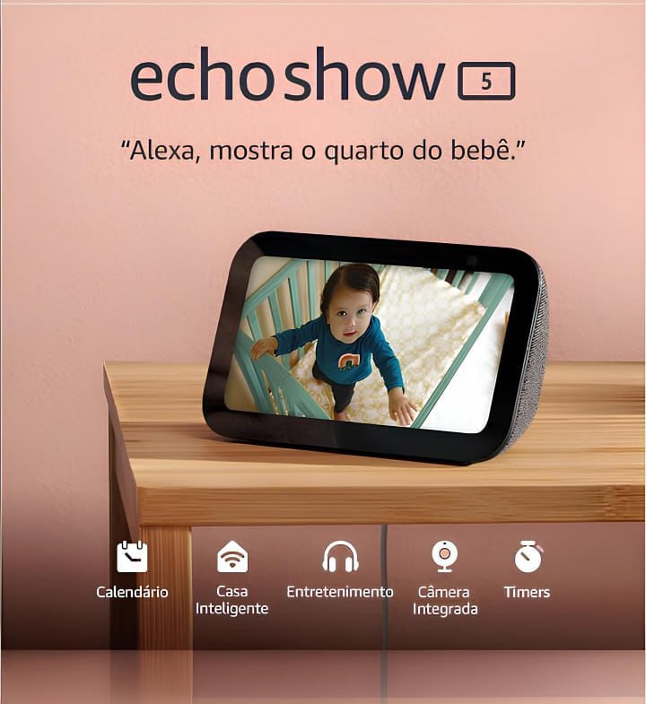 Echo Show 5 (3ª geração – 2023) | Smart display com Alexa, graves 2x mais potentes e som mais nítido | Cor Preta