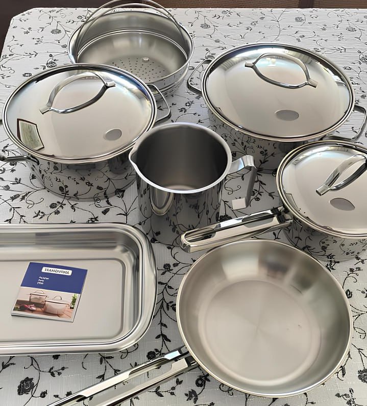 Jogo de Panelas com Fundo Triplo 7 Peça Tramontina Inox