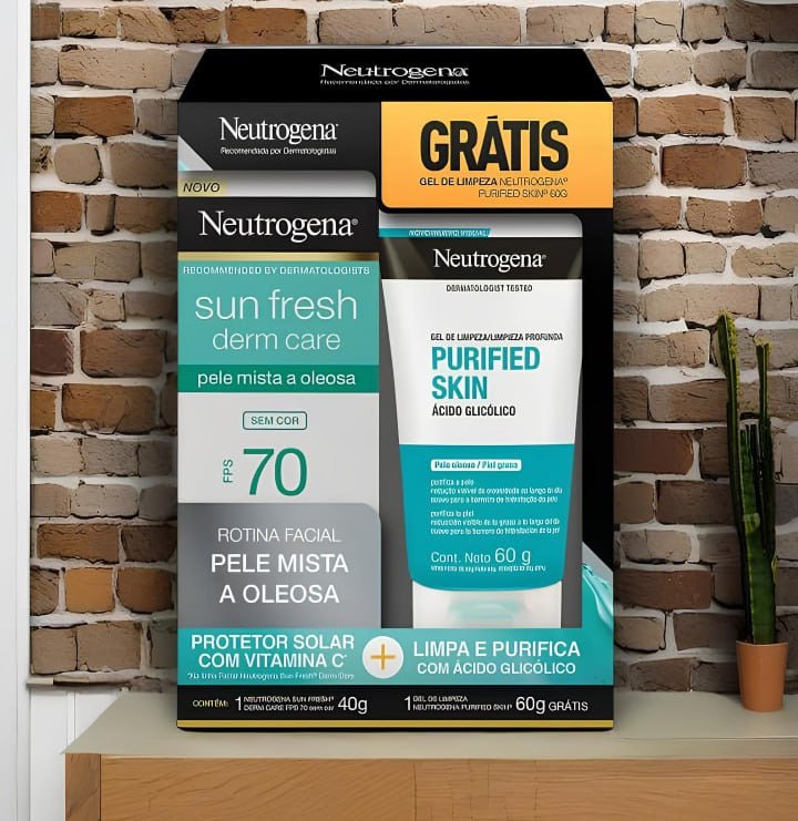 Promopack Compre NEUTROGENA SUN FRESH® Derm Care FPS 70 SEM COR e ganhe Gel de Limpeza NEUTROGENA PURIFIED SKIN® 60g