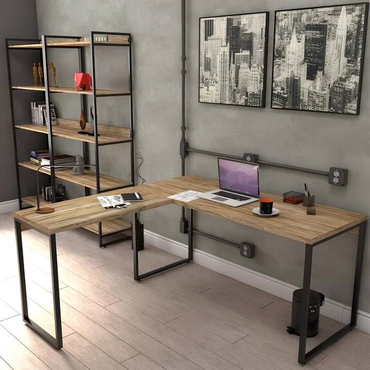 Mesa Escrivaninha Em L 2 Peças Trevalla Kuadra ML150 Carvalho