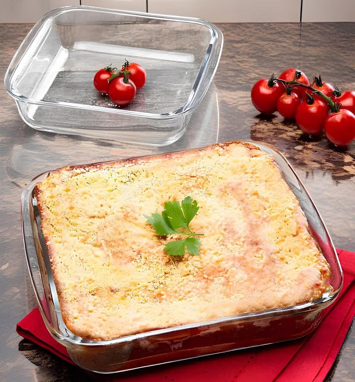 Conjunto de Assadeiras Marinex – Quadrado de Vidro 2 Peças Com Alça 1L e 1,8L