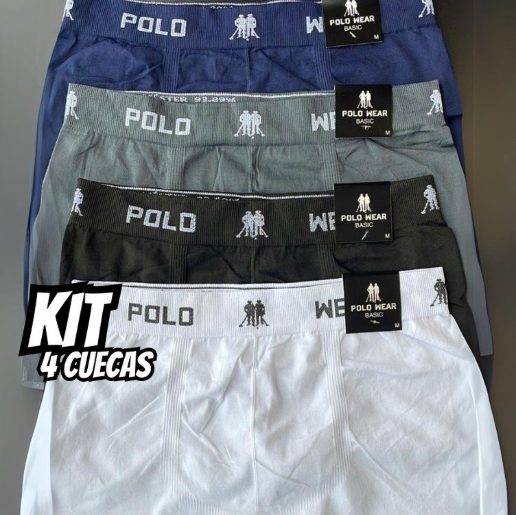 Kit 4 Cuecas Box Microfibra Lisa Sem Costura Polo Wear