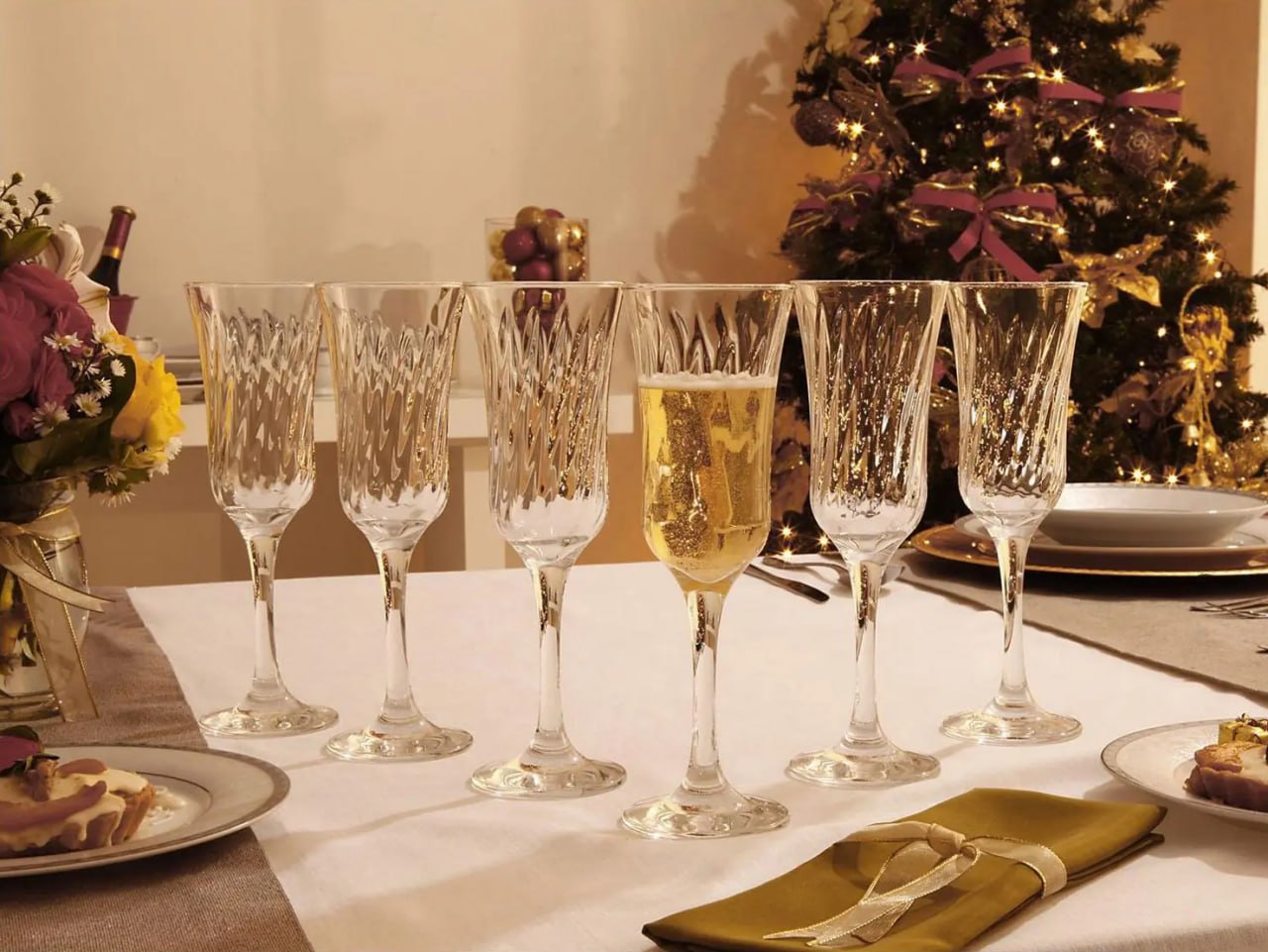 Jogo de Taças para Champanhe Vidro 6 Peças – Nadir Lírio