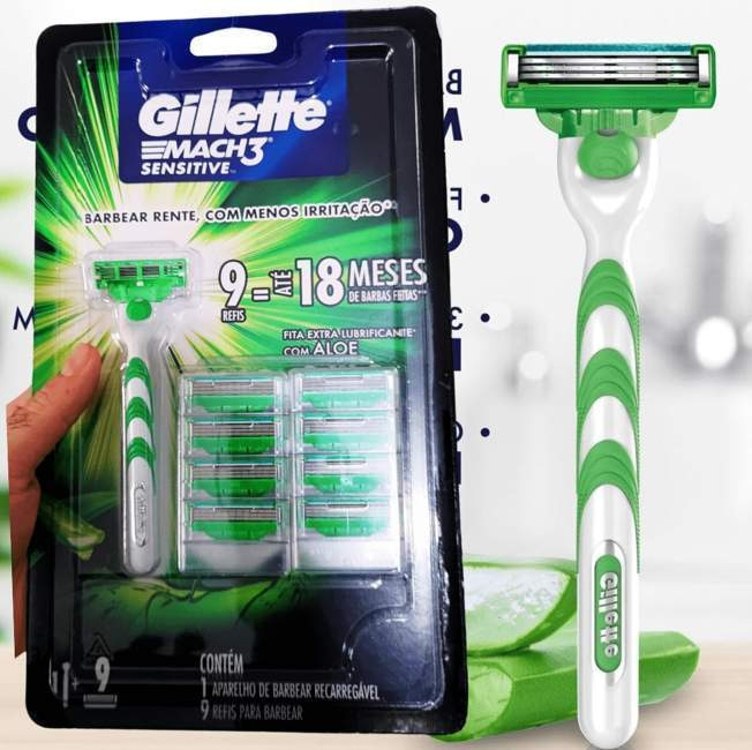 Gillette Aparelho De Barbear Mach3 Sensitive + 9 Cargas
