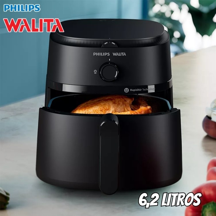 Fritadeira Airfryer Série 1000 XL, Philips Walita, 6,2 litros, Tecnologia RapidAir, Preta, 2 anos de garantia, 110v – NA130/00