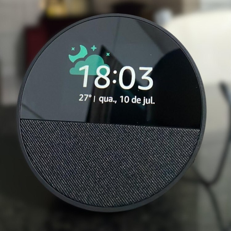 Novo Echo Spot com Alexa (2024) | Despertador inteligente com som vibrante | Cor Preta