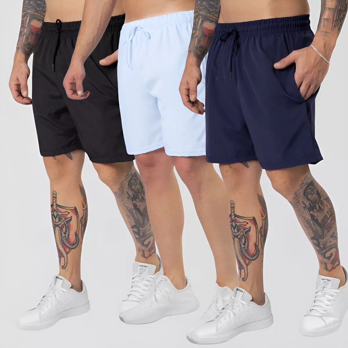 Kit 3 Shorts Izing Praia Elastano Verão Bermuda Masculina