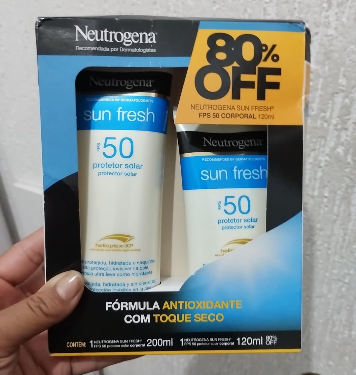 Protetor Solar Neutrogena Sun Fresh FPS 50 200ml + Neutrogena Sun Fresh fps 50 120ml