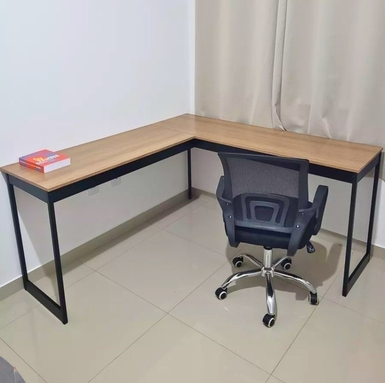 Mesa Em L Industrial Escrivaninha De Canto