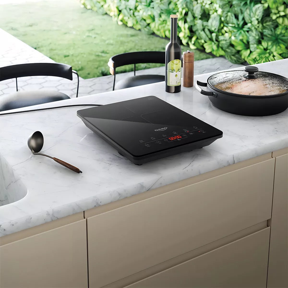 Cooktop De Indução Dako 1 Boca Vitrocerâmico Portátil 220v Cor Preto