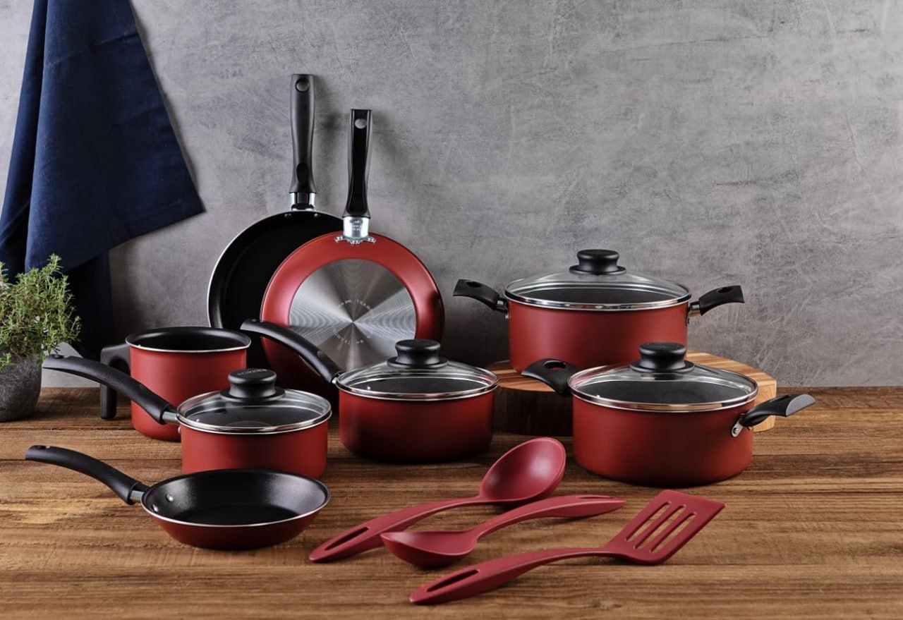 Jogo de Panelas Tramontina Turim em Alumínio Vermelho 11 Peças