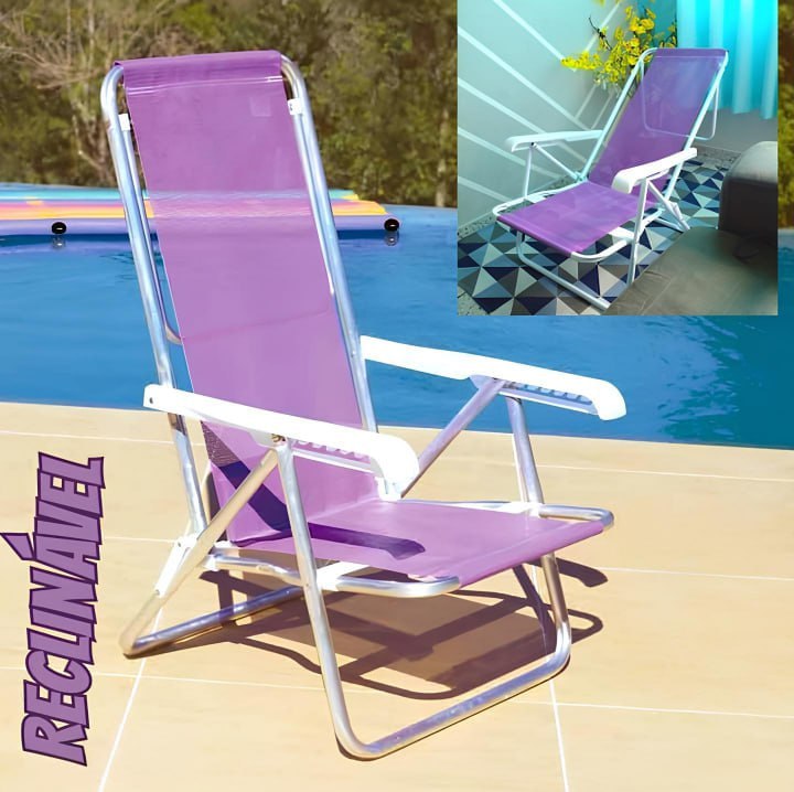 Mor – Cadeira Reclinável Aço 8 Posições Lilás