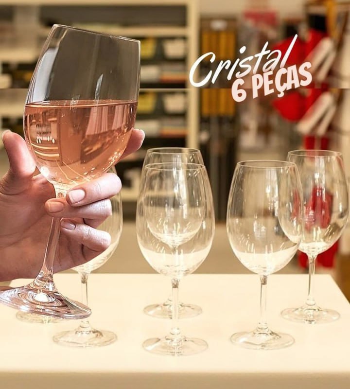 Jogo de Taças Cristal 450ml 6 Peças – Haus Sense Bohemia