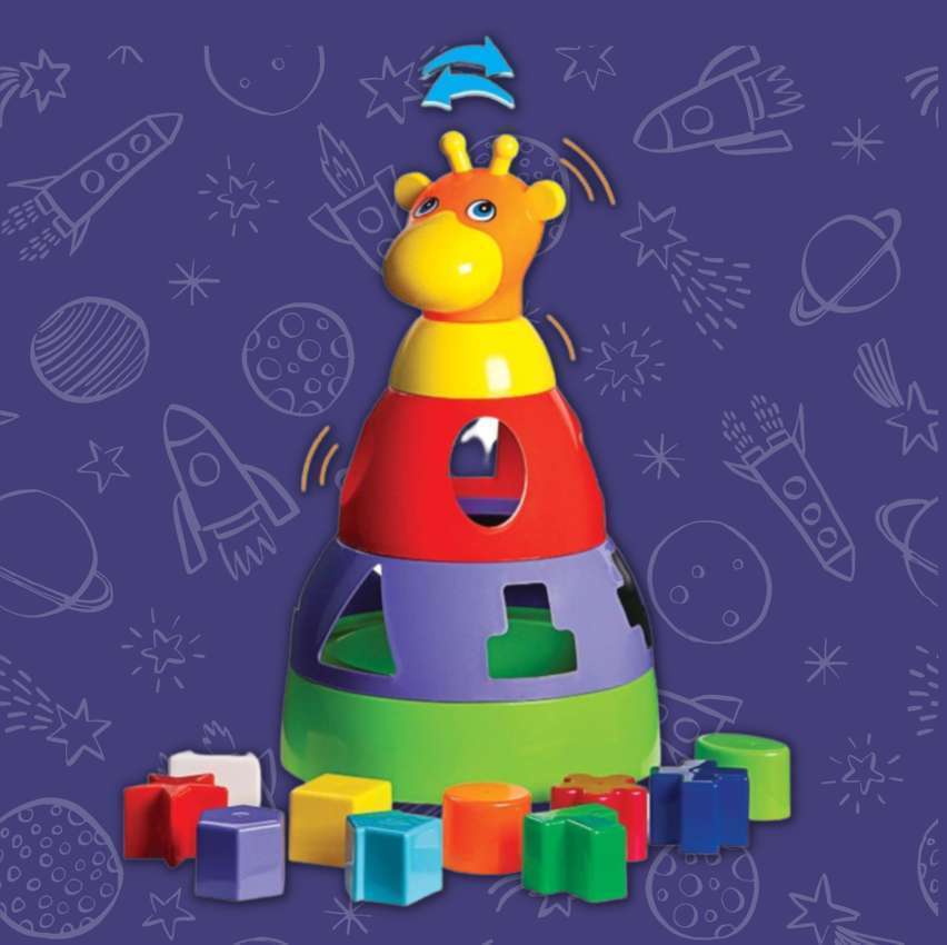 Brinquedo Educativo Girafa Didática com Blocos Merco Toys, cores sortidas, 1 unidade